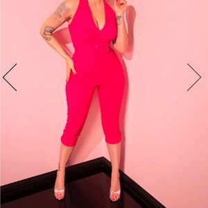 Vixen by Micheline Pitt Capri pants in Candy Pink.